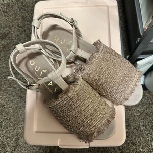 OUAI Gal Blush and GoldFringe Sandals size 7. NEW NEVER WORN